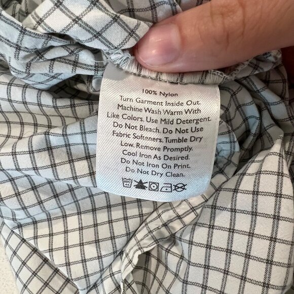 Eddie Bauer Tattersall Shirt Mens White Black Long Sleeve Nylon Size L - Picture 5 of 12